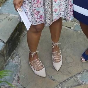 Sbrina Pointy Toe Lace Up Flat by Marc Fisher